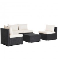 5 Pieces Outdoor Patio Furniture Set with Cushions and Coffee Table