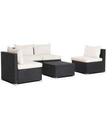 5 Pieces Outdoor Patio Furniture Set with Cushions and Coffee Table