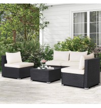 5 Pieces Outdoor Patio Furniture Set with Cushions and Coffee Table