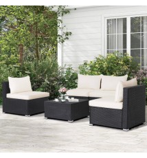 5 Pieces Outdoor Patio Furniture Set with Cushions and Coffee Table