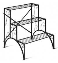 3-Tier Metal Plant Rack Garden Shelf in Stair Style