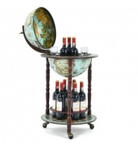 17 Inch Globe Wine Bar Stand 16th Century Italian Map Liquor Bottle Shelf Cart