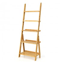 5-Tier Bamboo Ladder Shelf for Home Use-Natural