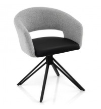 Modern Swivel Accent Chair with Solid Steel Legs-Black