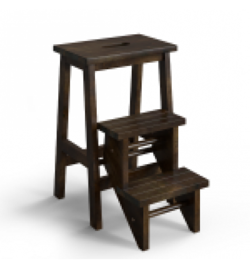 3-in-1 Rubber Wood Step Stool with Convenient Handle-Brown