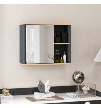 Bathroom Wall Mounted Cabinet with Single Mirror Door and Adjustable Shelf-Gray