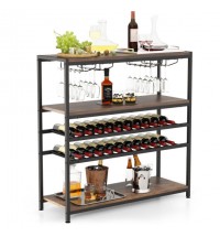 5-tier Wine Rack Table with Glasses Holder
