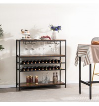 5-tier Wine Rack Table with Glasses Holder