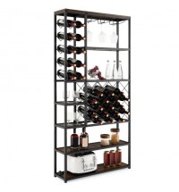 Industrial Floor Wine Rack with 3 Rows of Stemware Racks