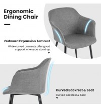 Set of 2 Upholstered Dining Chair with Ergonomic Backrest Design-Off White