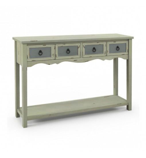 48 Inch Farmhouse Console Table with 2 Drawers and Open Storage Shelf for Hallway