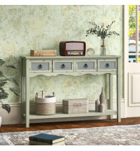 48 Inch Farmhouse Console Table with 2 Drawers and Open Storage Shelf for Hallway