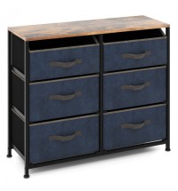 6-Drawer Dresser with Metal Frame and Anti-toppling Devices-Rustic Brown