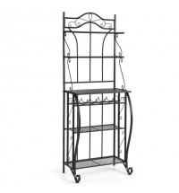 5-Tier Metal Kitchen Baker's Rack with 5 Wine Bottles Rack