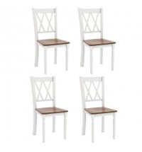 Set of 4 Wooden Farmhouse Kitchen Chairs with Rubber Wood Seat