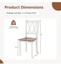Set of 4 Wooden Farmhouse Kitchen Chairs with Rubber Wood Seat