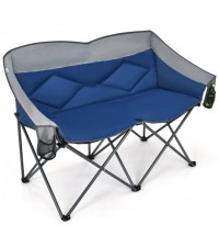 Folding Camping Chair with Bags and Padded Backrest-Blue