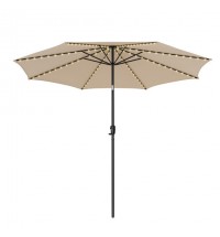 10 Feet Patio Umbrella with 112 Solar Lights and Crank Handle-Coffee