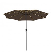 10 Feet Patio Umbrella with 112 Solar Lights and Crank Handle-Coffee