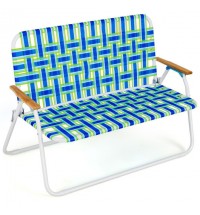 2-Person Folding Chair with Armrest for Backyard