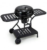 22 Inches 2 Layer Racks Barbecue Grill with Wheels for Outdoor Camping-Black