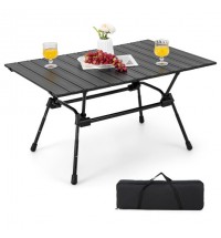 Folding Heavy-Duty Aluminum Camping Table with Carrying Bag-Black