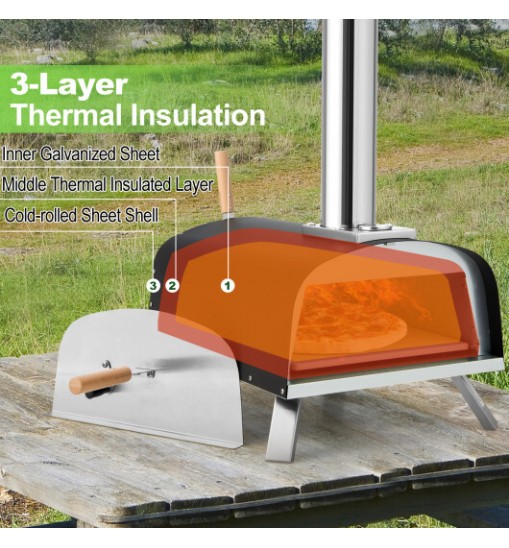 Portable Multi-Fuel Pizza Oven with Pizza Stone and Pizza Peel