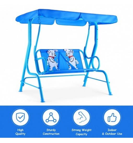 Outdoor Kids Patio Swing Bench with Canopy 2 Seats