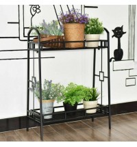 2-Tier Heavy Duty Metal Flower Plant Stand