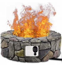 28 Inch Propane Gas Fire Pit with Lava Rocks and Protective Cover
