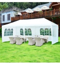 10 x 20 Feet 6 Sidewalls Canopy Tent with Carry Bag-White