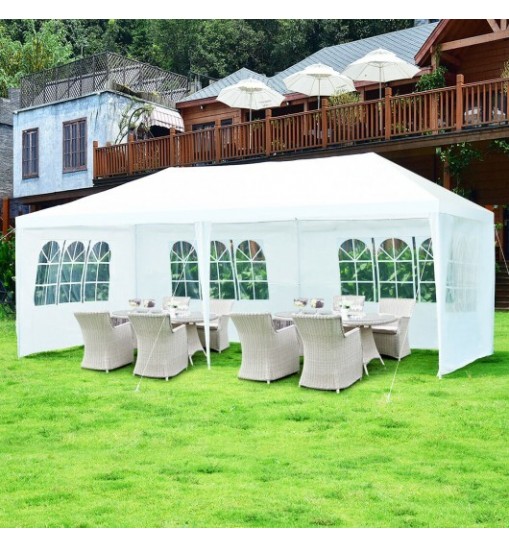 10 x 20 Feet 6 Sidewalls Canopy Tent with Carry Bag-White