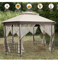 10'x 12' Octagonal Patio Gazebo-Brown