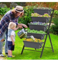 5-Tier Raised Garden Bed with Water Drainage for Flowers Vegetables