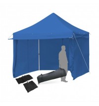 10 x 10 Feet Pop-up Gazebo with 5 Removable Zippered Sidewalls and Extended Awning-Blue