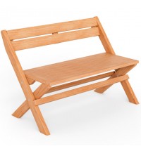 2-Person Teak Wood Folding Outdoor Benches with Slatted Seat