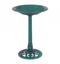 Outdoor Garden Green Pedestal Bird Bath Feeder
