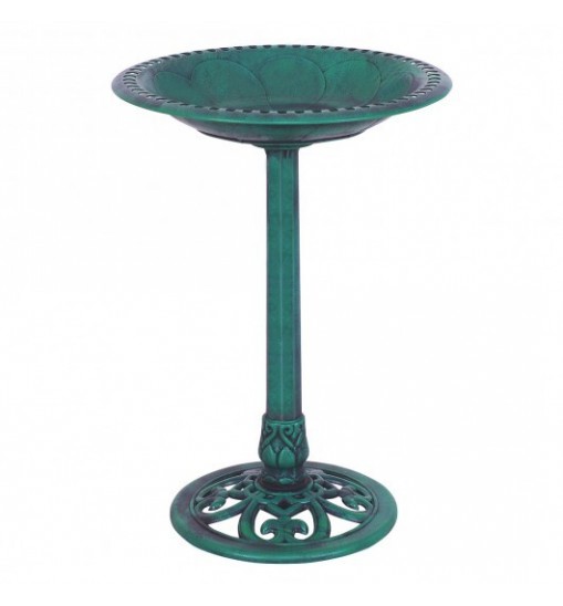Outdoor Garden Green Pedestal Bird Bath Feeder