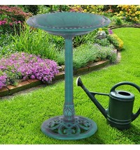 Outdoor Garden Green Pedestal Bird Bath Feeder