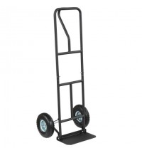 P-Handle Hand Truck with Foldable Load Plate for Warehouse Garage-Black