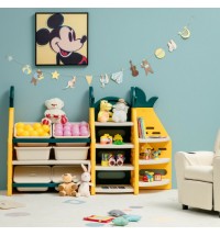 3-in-1 Kids Toy Storage Organizer with Bookshelf Corner Rack