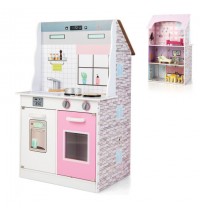 2-In-1 Kids Kitchen Playset and Dollhouse with Accessories