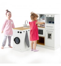 2-Pieces Wooden Kids Kitchen Playset with Light and Sound