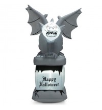 8.2 Feet Halloween Inflatable Gravestone with Gargoyle Yard Decoration and LED Lights