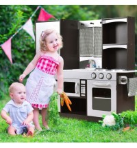 Kids Wooden Modern Kitchen Cooking Pretend Play Set