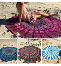 Honana WX-16 150cm Bohemian Thin Chiffon Beach Towel Mat Mandala Round Silk Scarf Bed Sheet Tapestry