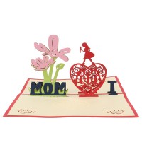 Creative Red Paper Carving 3D Card ThanksGiving Day Gift For Families Toys