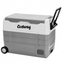 58 Quarts Car Refrigerator Portable RV Freezer Dual Zone with Wheel-Gray - Color: Gray