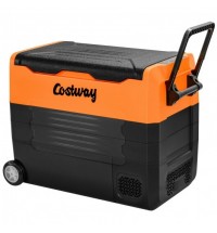 58 Quarts Car Refrigerator Portable RV Freezer Dual Zone with Wheel-Orange - Color: Orange