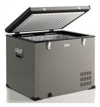 90 QT Portable Car Refrigerator Freezer with Compressor-Gray - Color: Gray - Size: L